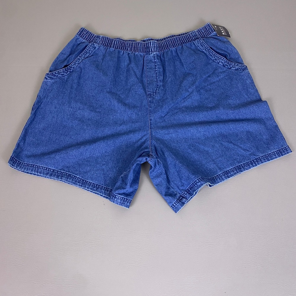 Basic Editions Denim Shorts Women's 2X Blue Pull On Elastic Waist Cotton New NWT